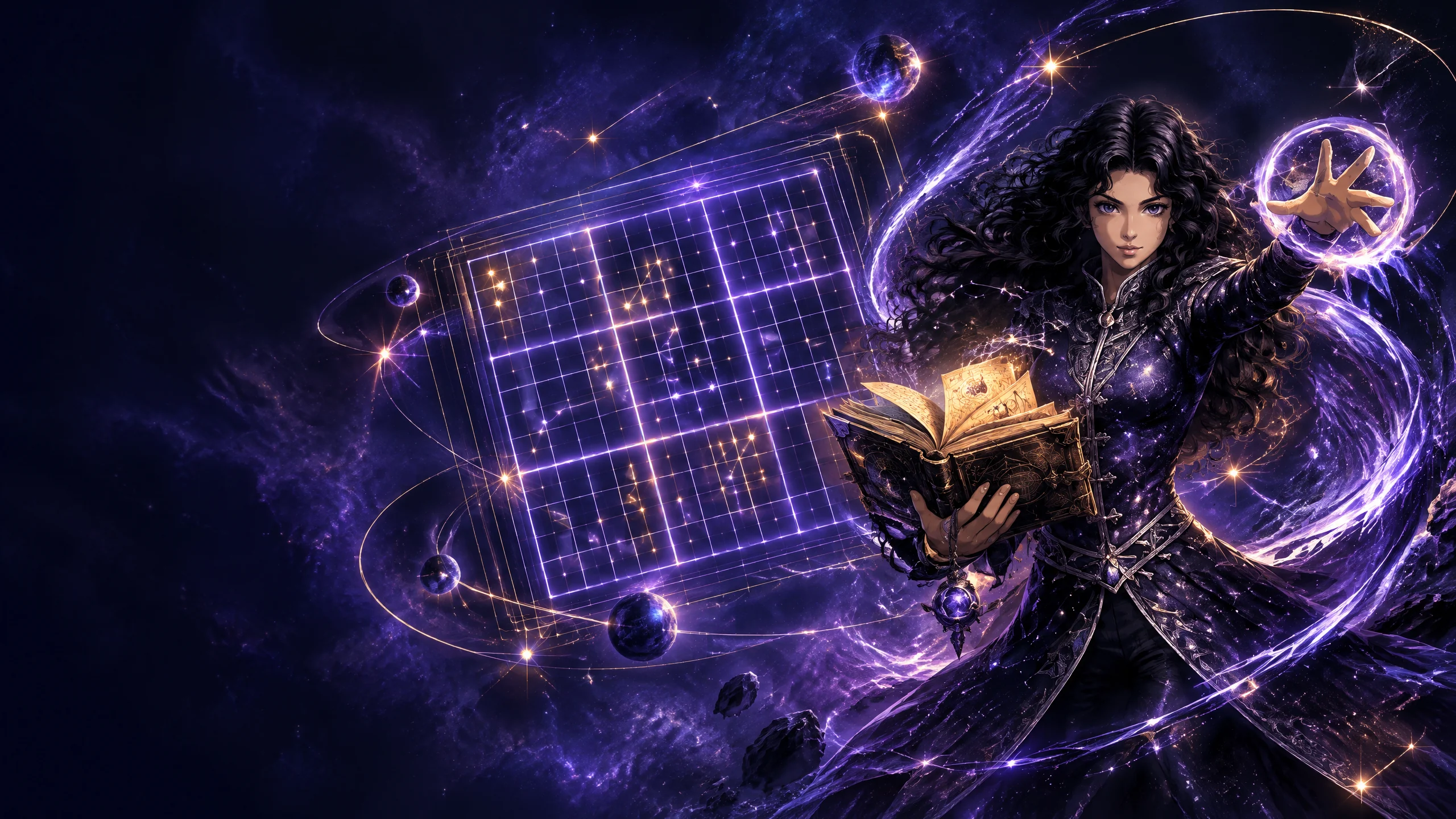 Astra guiding a constellation-like Sudoku board